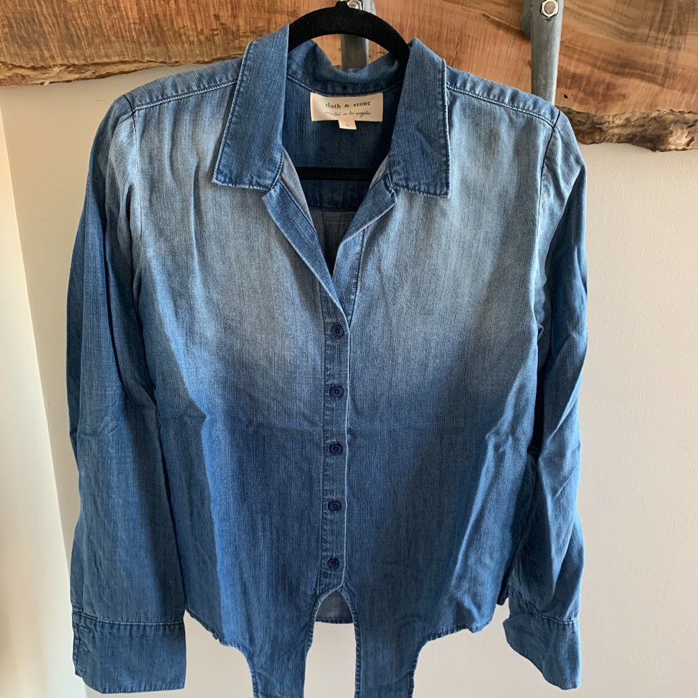 Cloth and Stone Denim/Chambray Tie Front Shirt